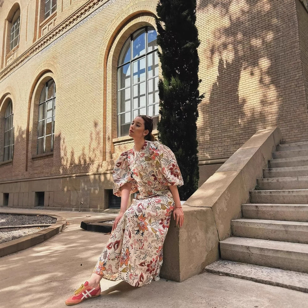 Robe maxi femme avec imprimé floral et manches volumineuses Chic und Stil