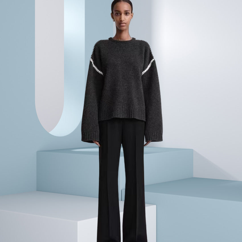 Femme pull en tricot classique avec des manches raglan tendance et une coupe large Chic und Stil