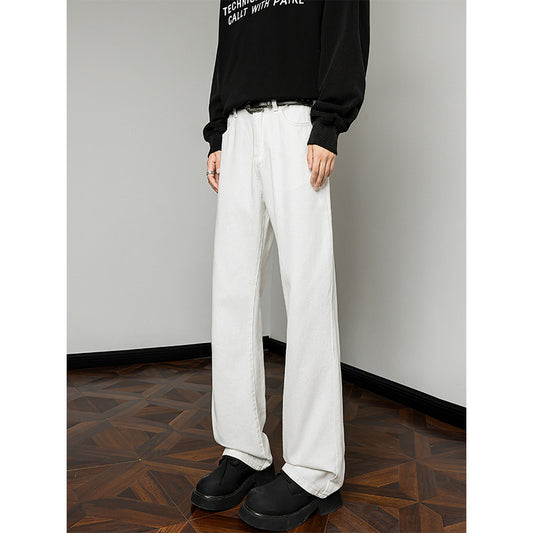 Wide leg denim pants for men with high waist and relaxed fit Chic and Style