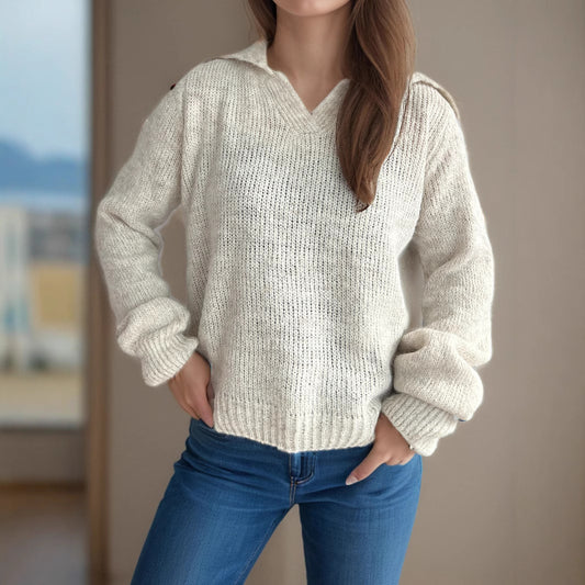 Pull décontracté pour femmes avec des manches volumineuses et un tricot structuré moderne Chic und Stil
