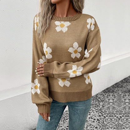 Pull en tricot pour femmes avec motif floral et coupe décontractée Chic und Stil