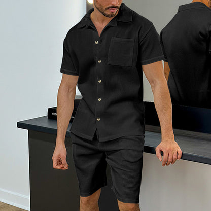 Hommes Ensemble court à manches stylées avec design texturé Chic und Stil