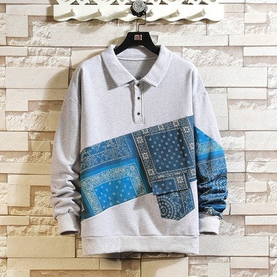 Pull-over polo stylé pour hommes avec design Paisley et col classique Chic und Stil