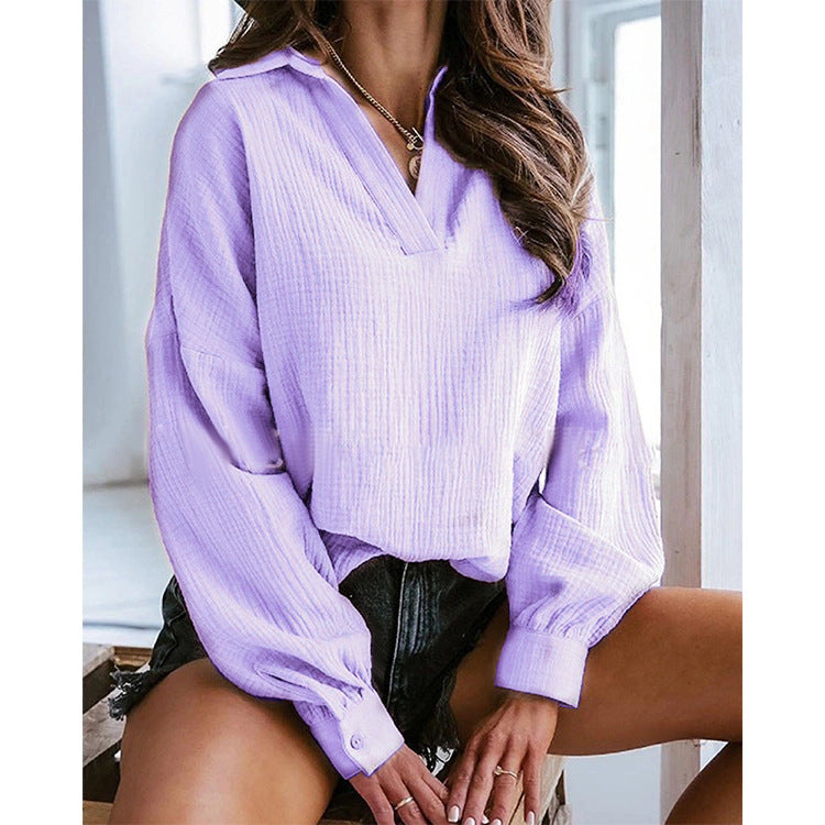 Blouse décontractée femme avec décolleté en V et manches raglan Chic und Stil