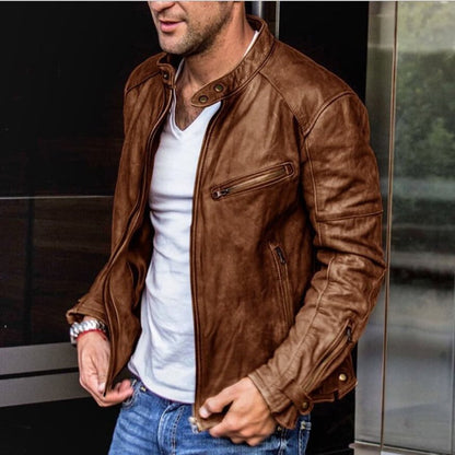 Chic und Stil - Veste en cuir imperméable et polyvalente pour hommes