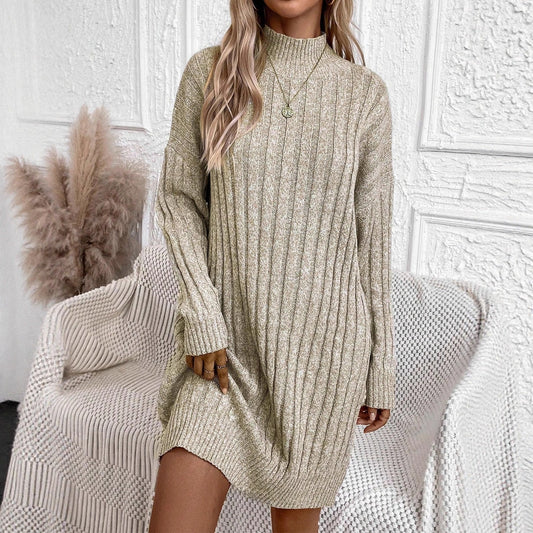 Robe en maille pour femmes avec col montant et motif en côtes texturé Chic und Stil