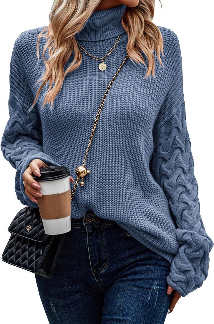 Pull en maille épaisse pour femmes avec un design de tresses moderne et un col haut Chic und Stil