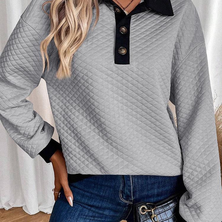 Pull-over matelassé oversize pour femmes avec col classique et détails pratiques de boutons Chic und Stil