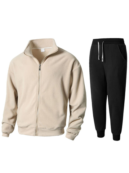 Fleece jacket for men and chic jogging pants set