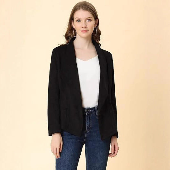 Blazer en simili cuir pour femmes avec coupe décontractée et revers tendance Chic und Stil
