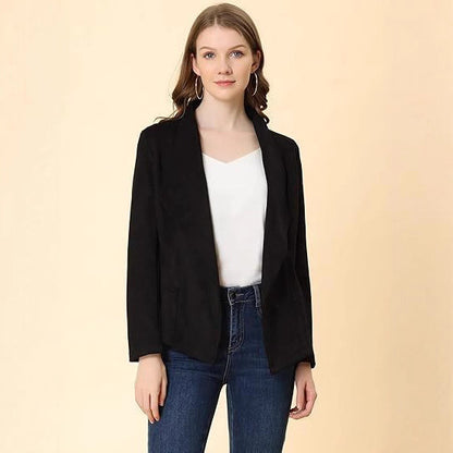 Blazer en simili cuir pour femmes avec coupe décontractée et revers tendance Chic und Stil