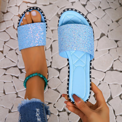 Sandales glissantes en strass glamour pour femmes Chic und Stil