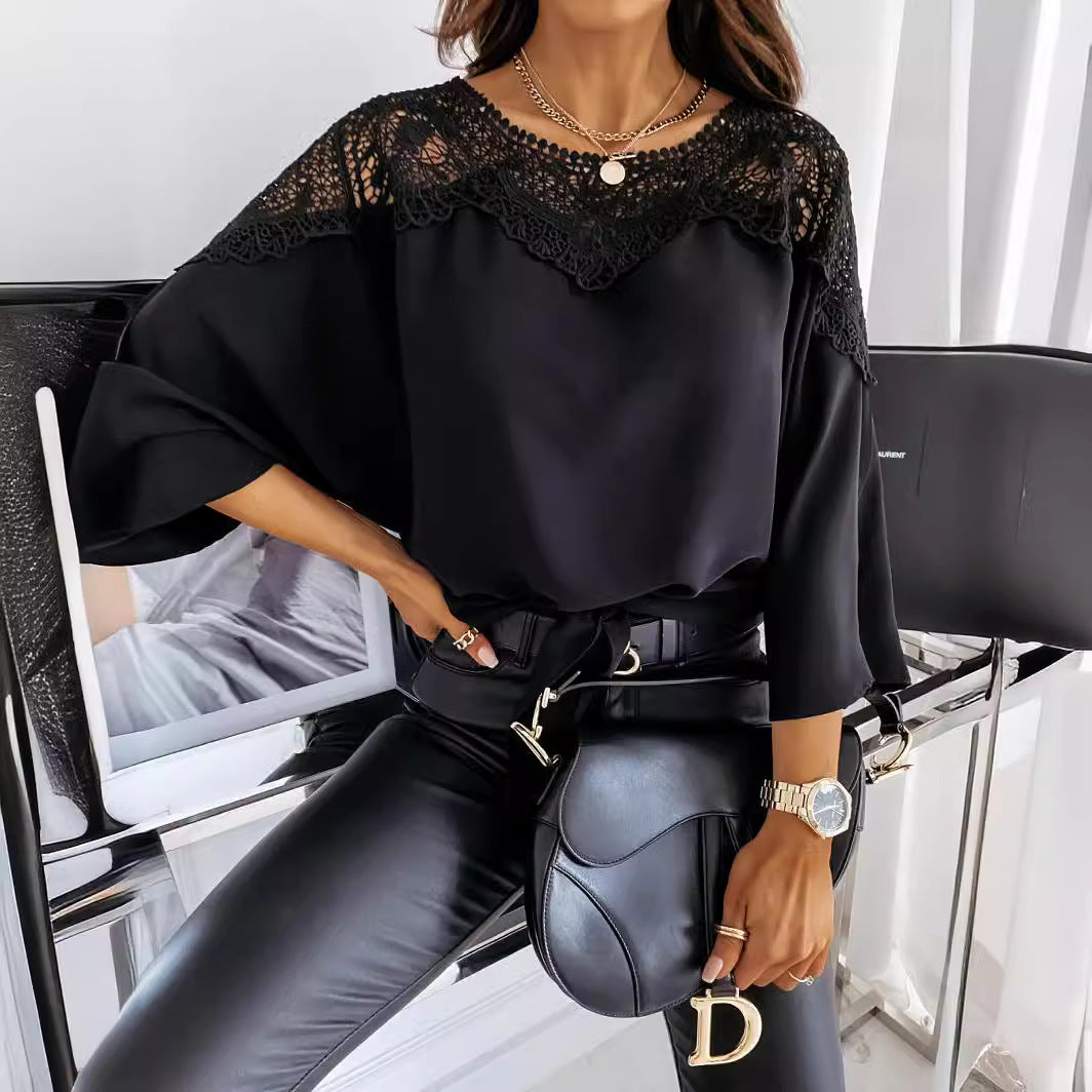 Dames Élégante blouse avec partie en dentelle Chic und Stil
