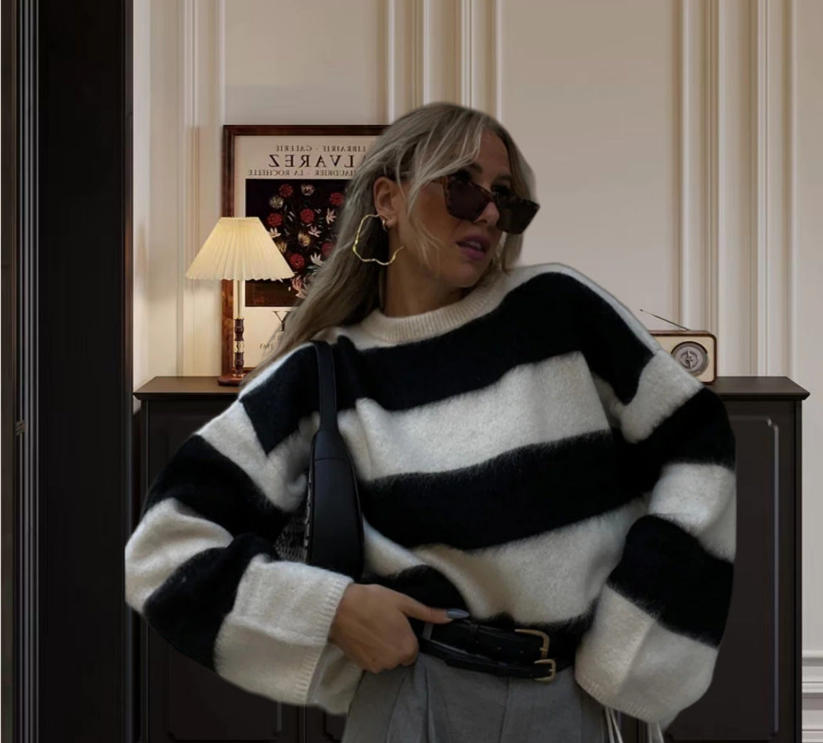 Dames gros tricot pull avec coupe décontractée et style surdimensionné Chic und Stil