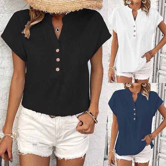 Haut décontractée pour femmes avec patte de boutonnage et élégant col montant Chic und Stil