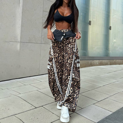 Ladies Elegant Animal Print Jogging Pants Chic and Style