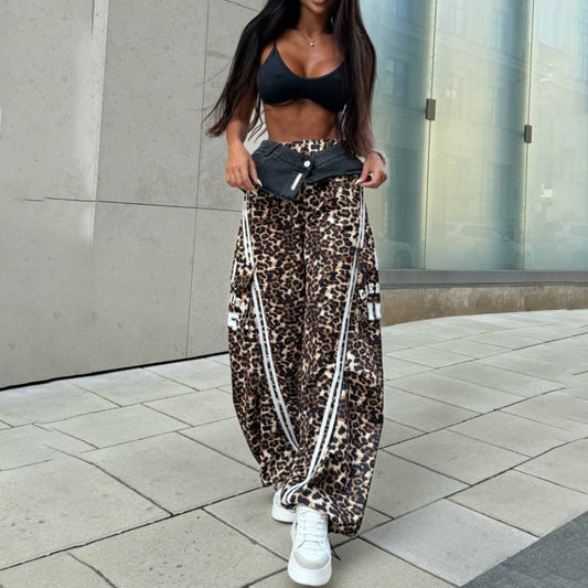 Ladies Elegant Animal Print Jogging Pants Chic and Style