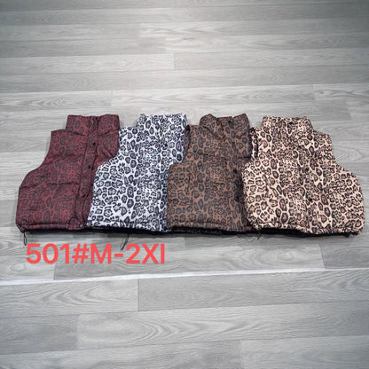 Dame Gilet rembourré avec motif léopard et col haut Chic und Stil