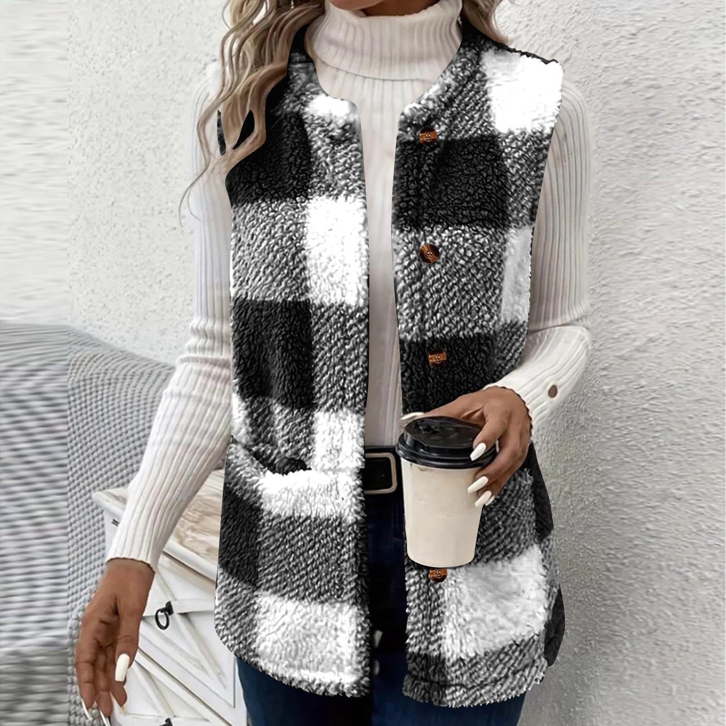 Dames Gilet en Tartan Douillet Chic und Stil