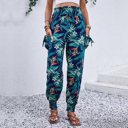 Women Tropical Cargo Pants Chic and Style