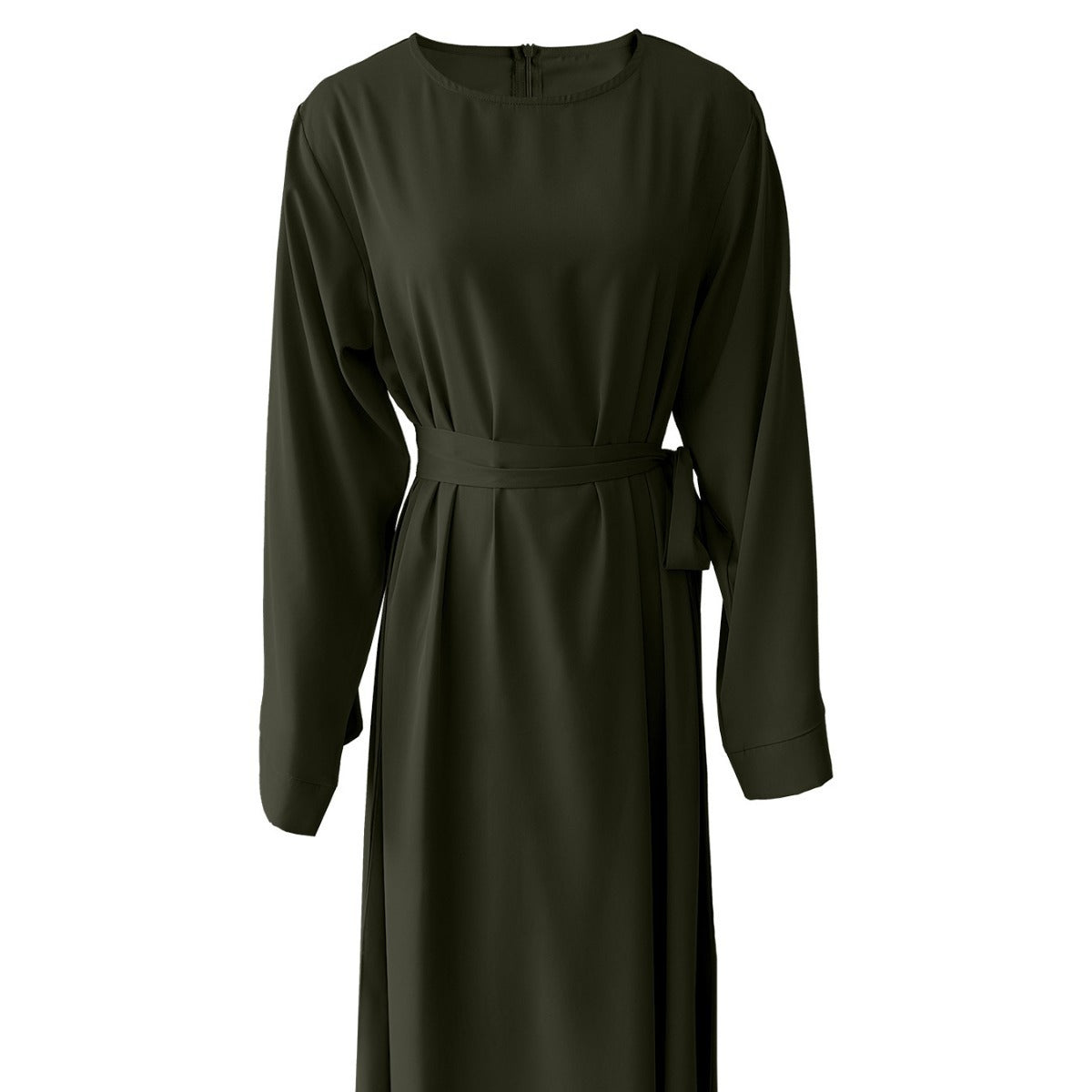 Robe midi pour femmes avec une ceinture de taille élégante et des manches longues Chic und Stil