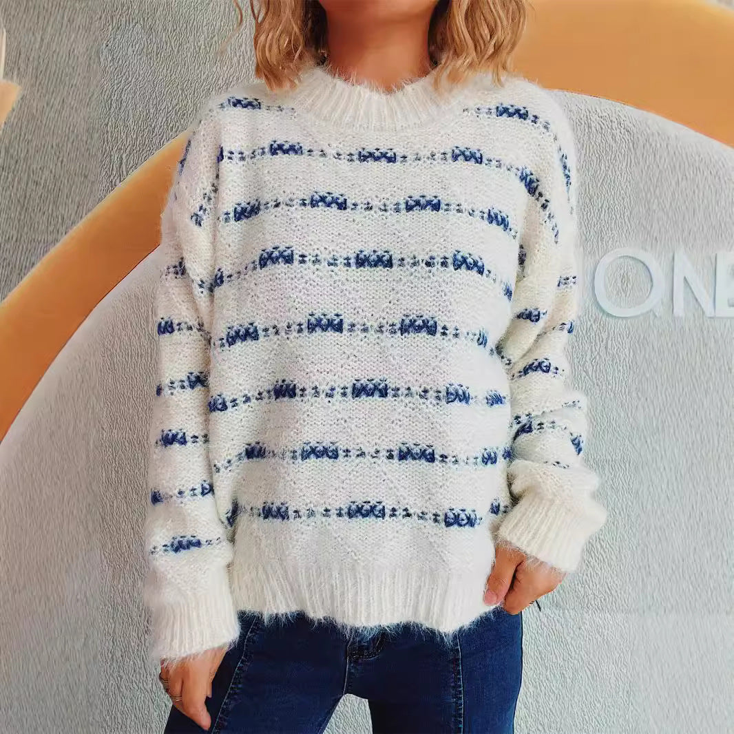 Pull femme en mohair doux avec motif à rayures moderne Chic und Stil