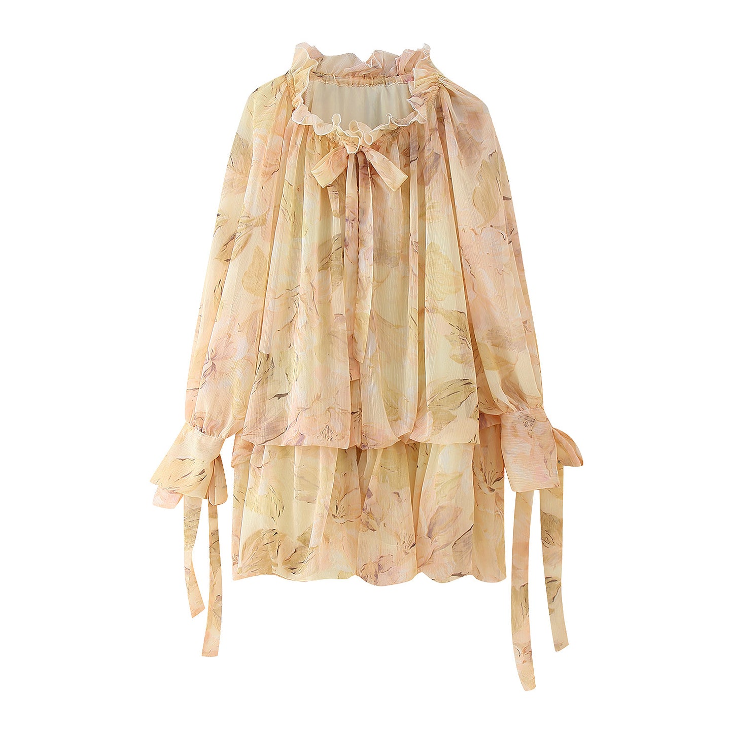 Chemisier en chiffon pour femmes avec un design floral et des manches volumineuses Chic und Stil