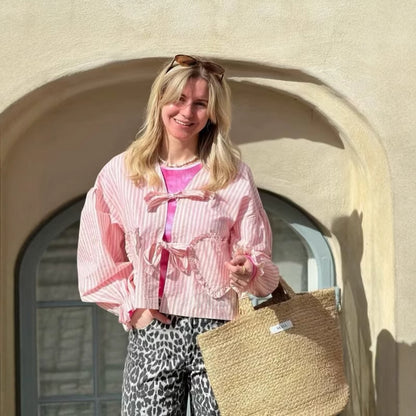 Light palazzo pants for women with fine stripes Chic und Stil