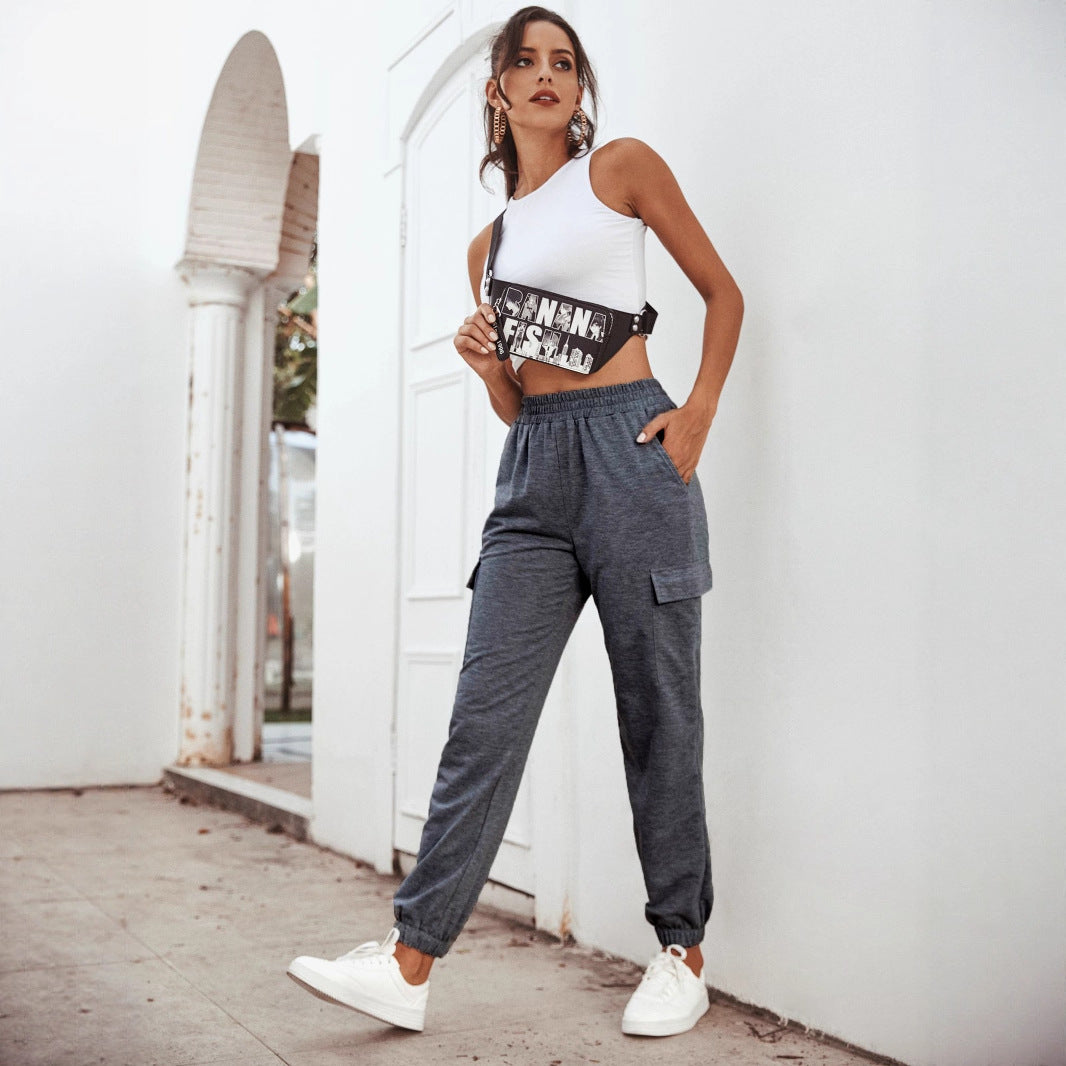 Pantalons de sport cargo pour femmes avec poches latérales et taille élastique Chic und Stil