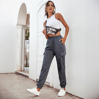 Pantalons de sport cargo pour femmes avec poches latérales et taille élastique Chic und Stil