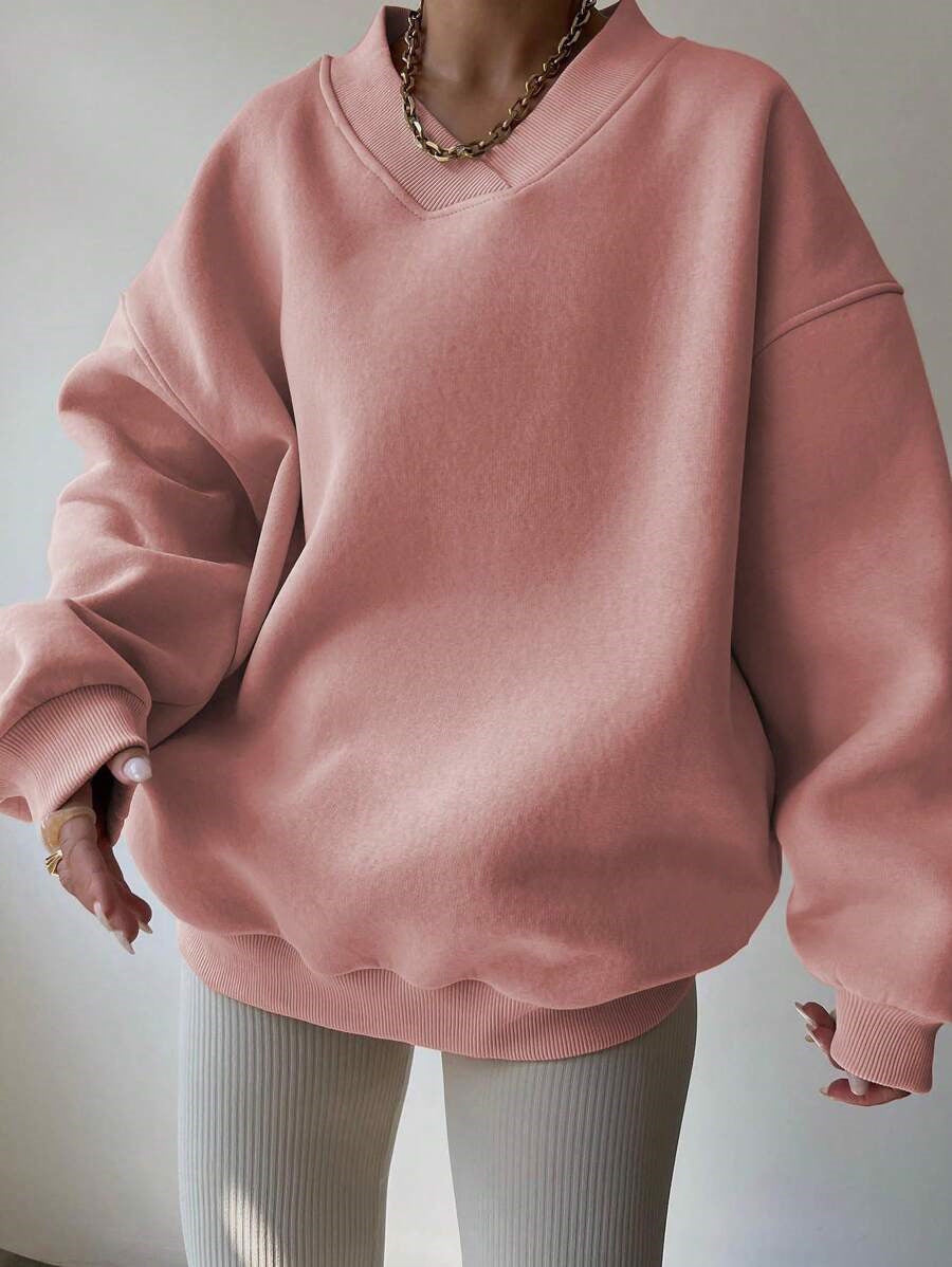 Femmes pull surdimensionné à col en V Chic und Stil