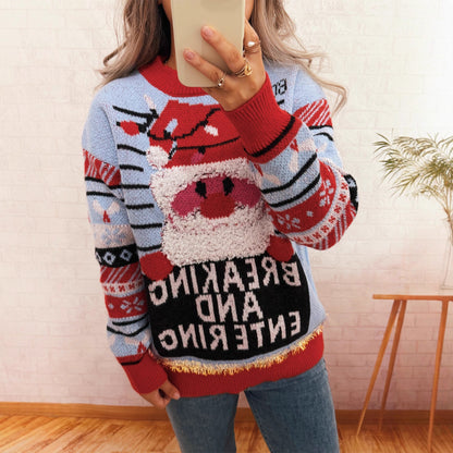 Pull en laine de Noël pour femmes avec motif de renne créatif et design joyeux Chic und Stil