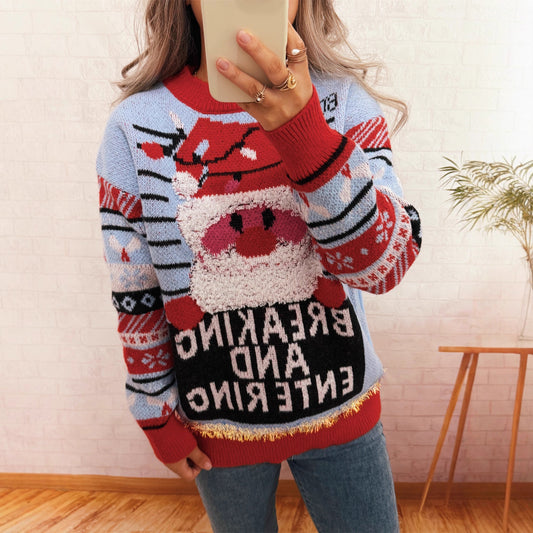 Pull en laine de Noël pour femmes avec motif de renne créatif et design joyeux Chic und Stil