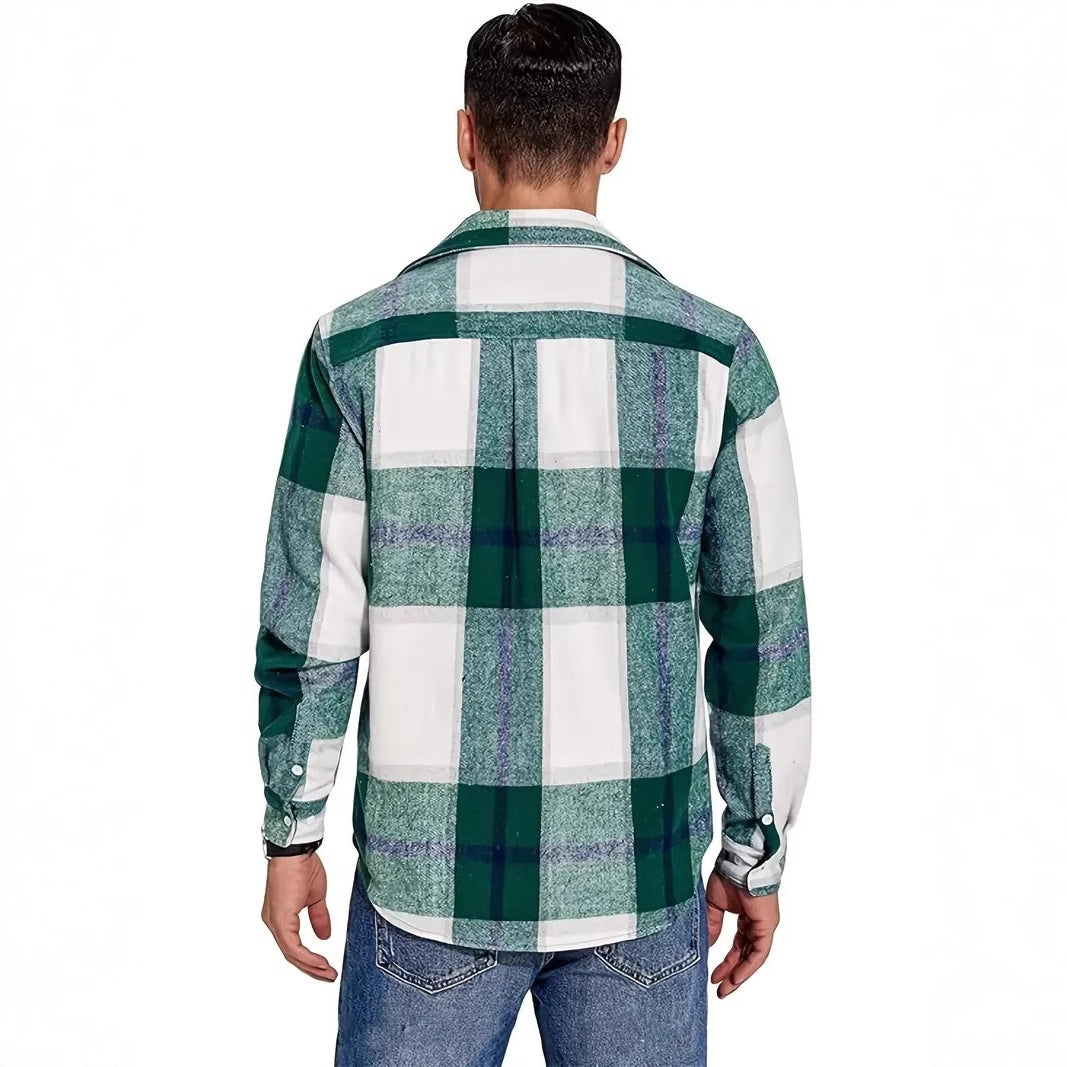 Chemise à carreaux en flanelle pour hommes avec poches poitrine doubles Chic und Stil
