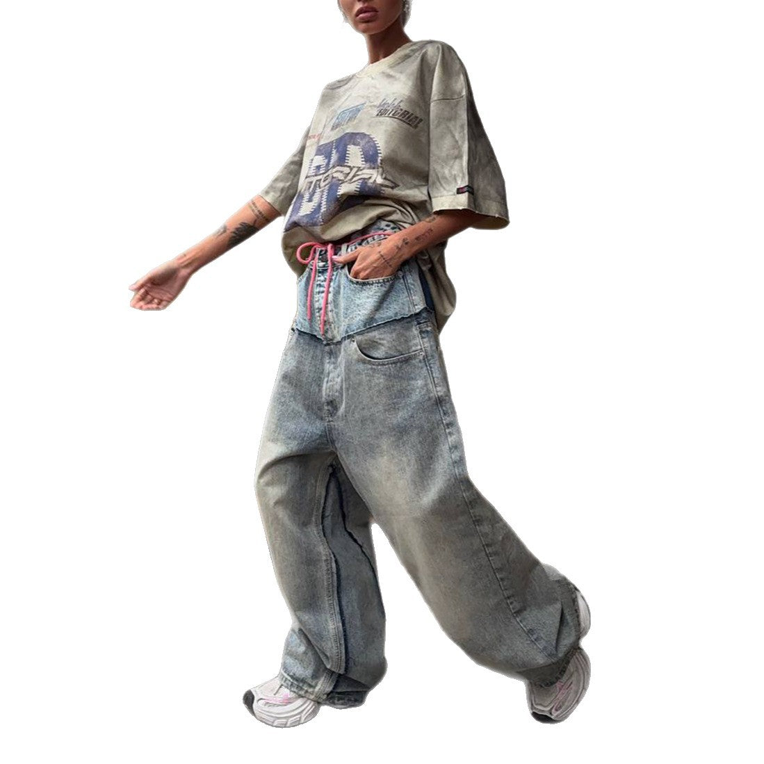 Baggy jeans for women with innovative drawstring Chic and Style