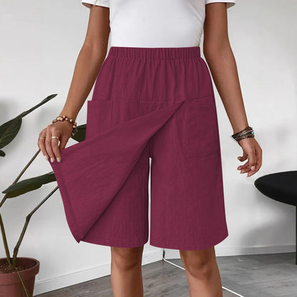 Jupe portefeuille mi-longue pour femmes avec taille élastique et poches pratiques Chic und Stil