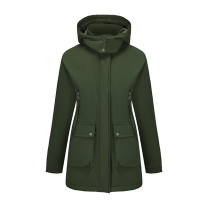 Functional jacket for women with removable hood and practical pockets Chic and Style