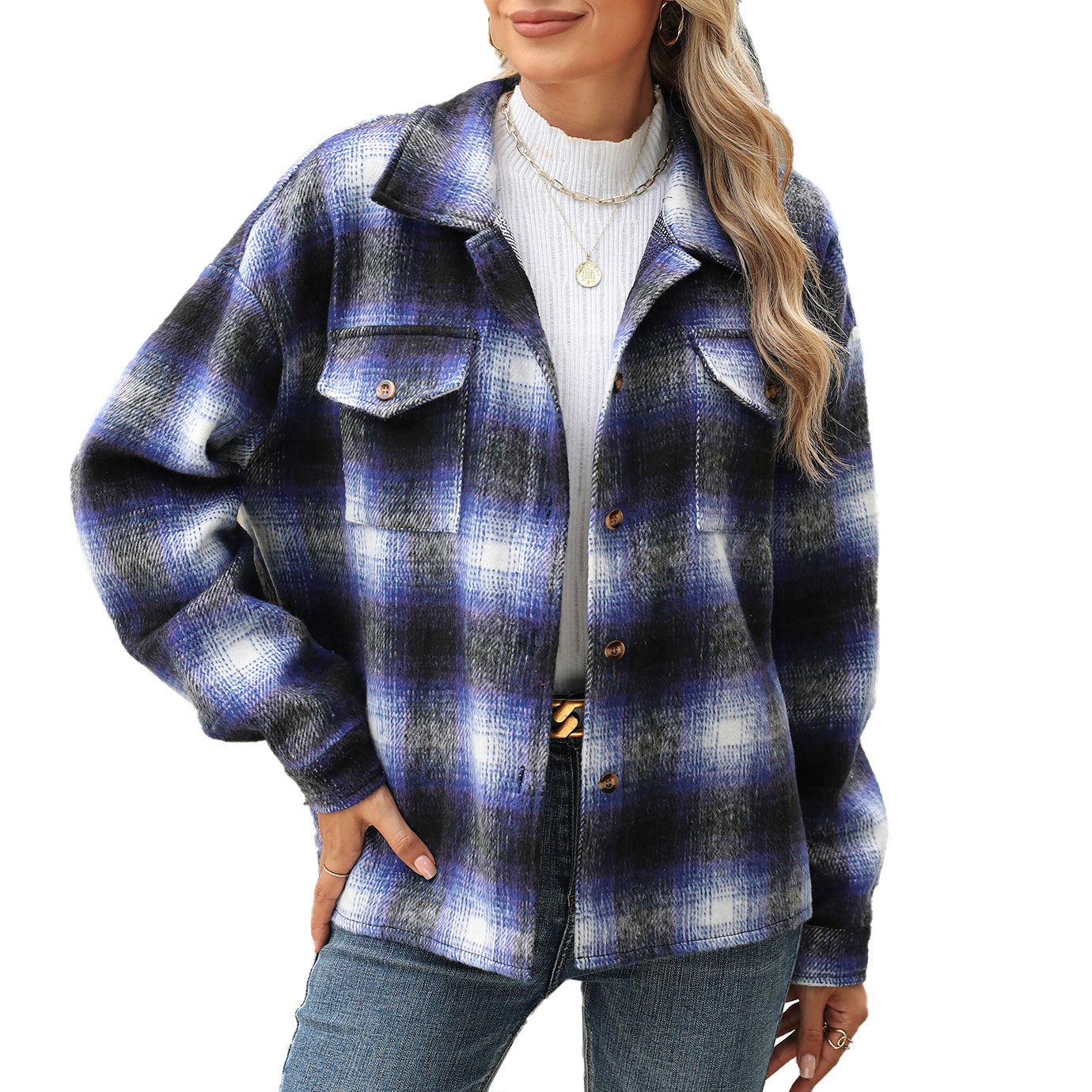 Chemise overshirt en flanelle à carreaux pour femmes avec poches poitrine et coupe décontractée Chic und Stil