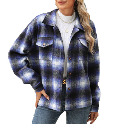 Chemise overshirt en flanelle à carreaux pour femmes avec poches poitrine et coupe décontractée Chic und Stil