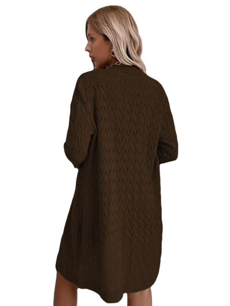 Dames Grand manteau en tricot avec motif texturé et coupe décontractée Chic und Stil