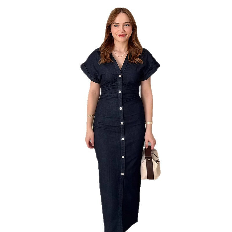 Robe chemise mi-longue pour femmes avec fermeture à boutons et poches pratiques Chic und Stil