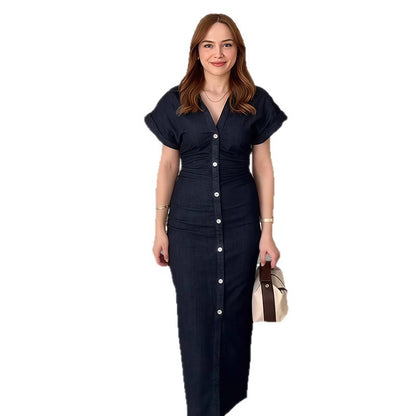 Robe chemise mi-longue pour femmes avec fermeture à boutons et poches pratiques Chic und Stil