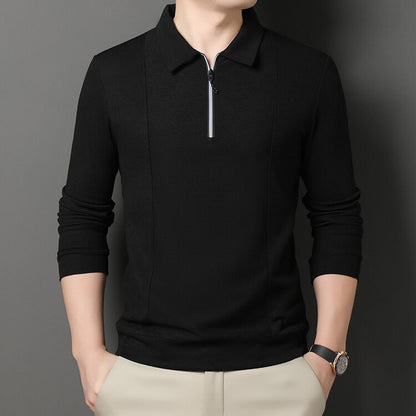 Casual long sleeve pullover for men with half zipper and textured pattern Chic und Stil