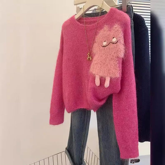 Sweater graphique cartoon douillet pour femmes Chic und Stil