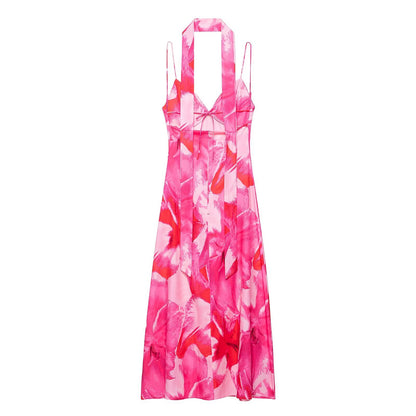 Robe maxi femme avec accents floraux et col halter chic Chic und Stil