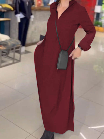 Robe maxi femme avec un praticable décolleté en V et poches Chic und Stil