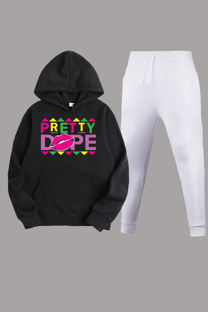 Sweatpants and hoodie set for women with modern graphics and creative print Chic and Style