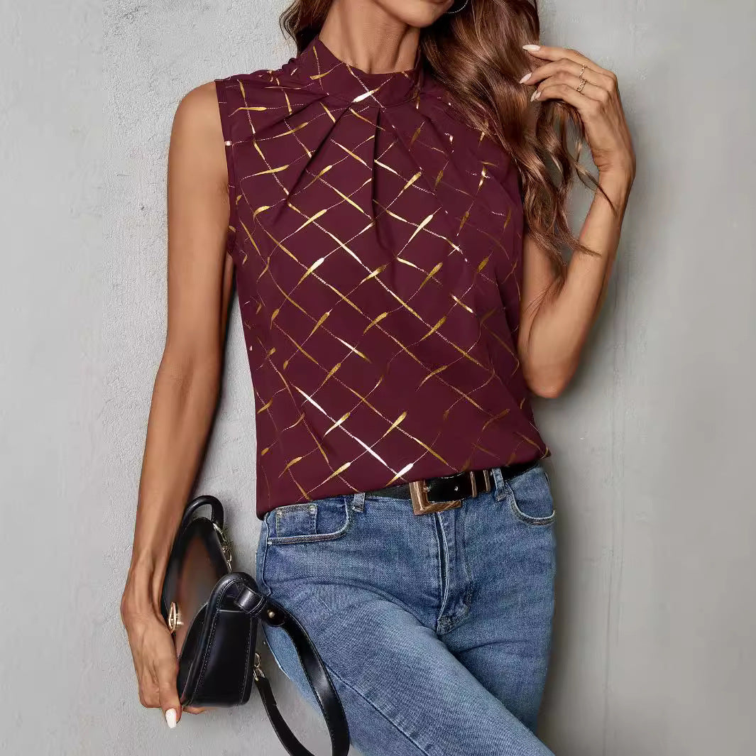 Dames Élégamment coupé Top avec détail de nœud ludique et motif scintillant Chic und Stil