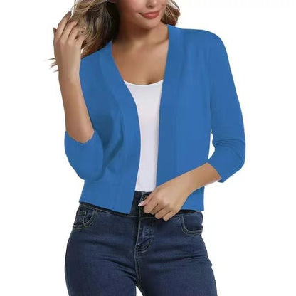 Dames cardigan décontracté avec devant ouvert et manches 3/4 Chic und Stil