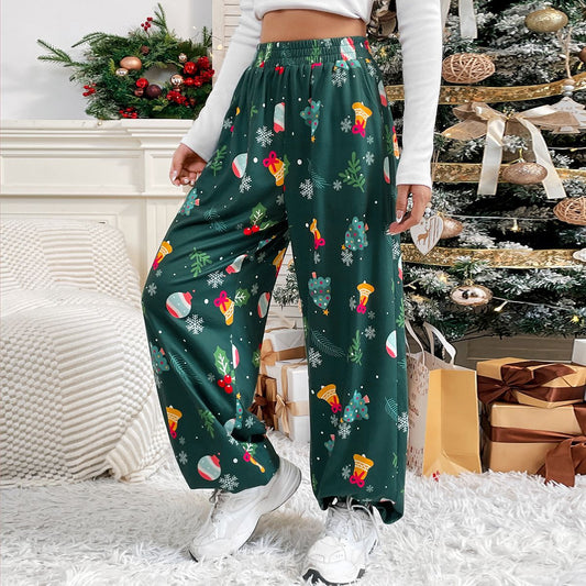 Pantalon de loisirs ample pour femmes avec impression festive Chic und Stil